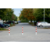 Barrier posts | Steel tube  76 x 2,6 mm | stationary, to be fixed by plugs | hot-dip galvanized | with 2 eyelets